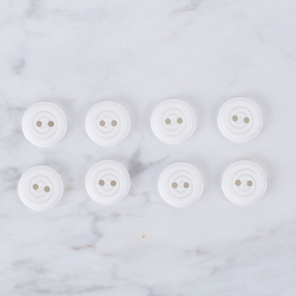 Loren Crafts 8 Pack Round Button, White - 0456