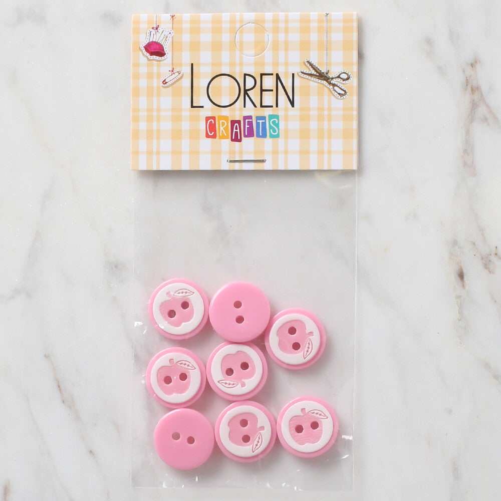 Loren Crafts 8 Pack  Apple Button, Pink - 460