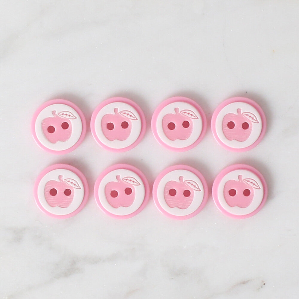 Loren Crafts 8 Pack  Apple Button, Pink - 460