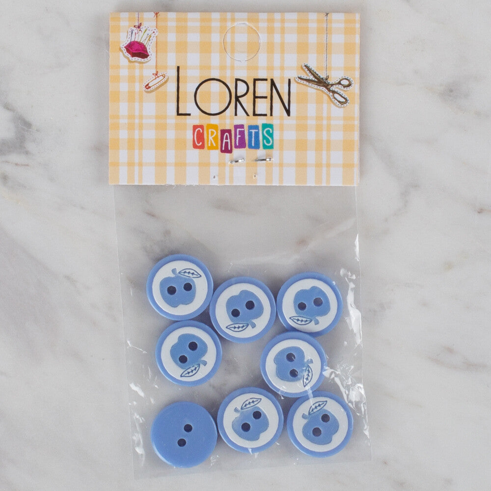 Loren Crafts 8 Pack Apple Button, Blue - 463