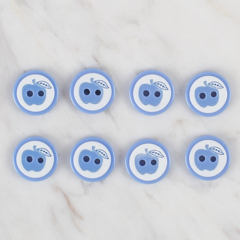 Loren Crafts 8 Pack Apple Button, Blue - 463