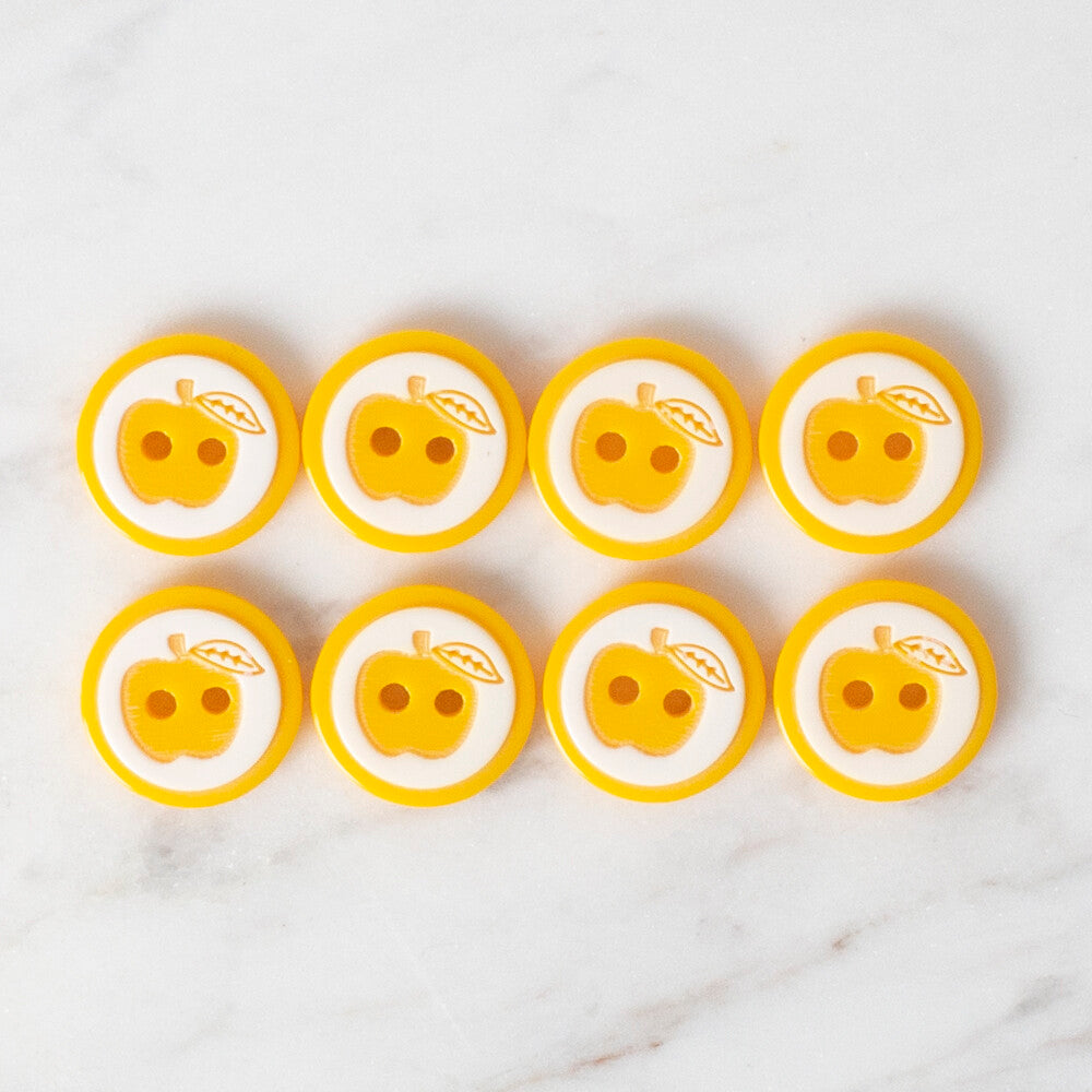 Loren Crafts 8 Pack Apple Button, Yellow - 468