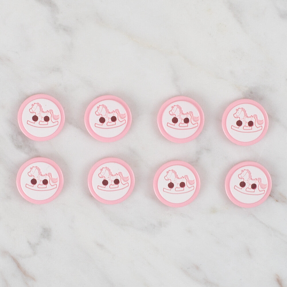 Loren Crafts 8 Pack Round Button, Pink - 496