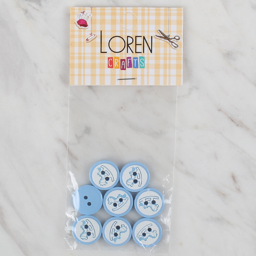 Loren Crafts 8 Pack Shephard Button, Blue - 499