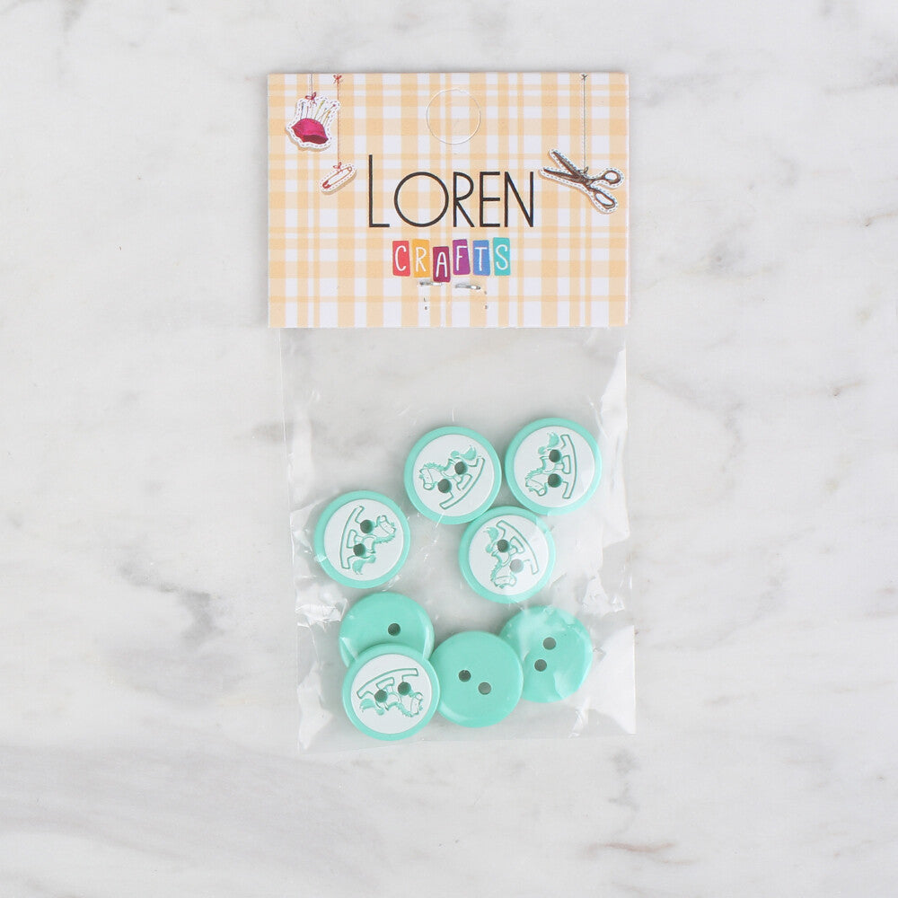 Loren Crafts 8 Pack Round Button, Green - 502