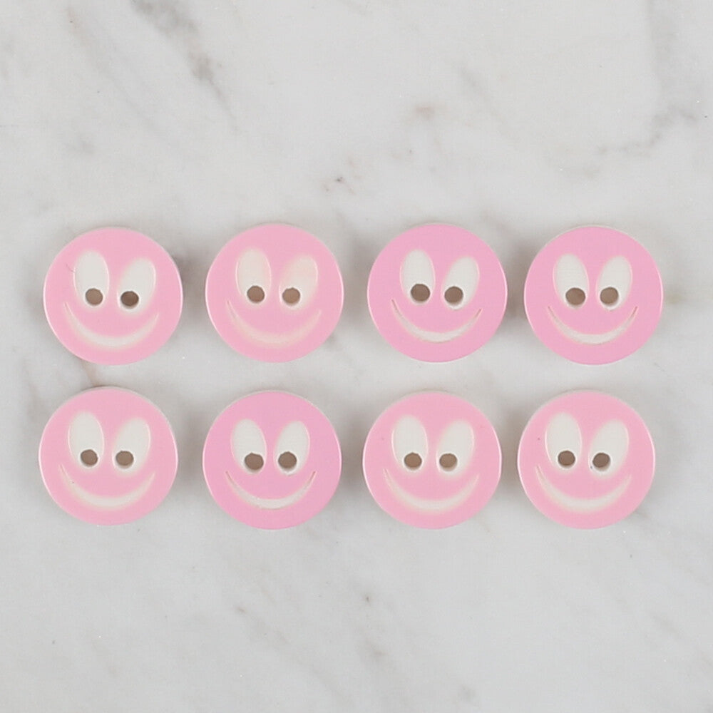 Loren Crafts 8 Pack Smiley Button, Pink - 526