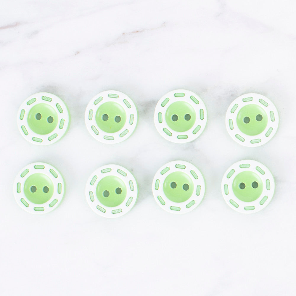 Loren Crafts 8 Pack Button, Green - 0537