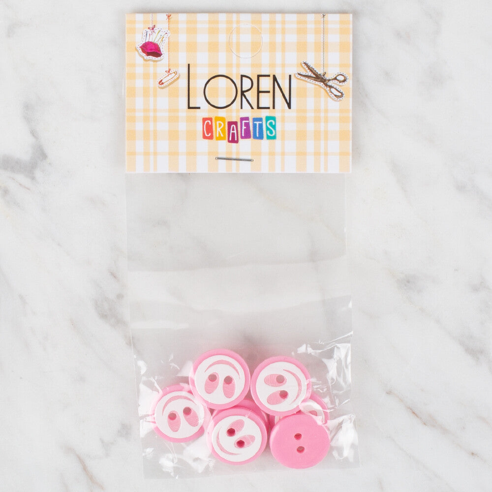 Loren Crafts 8 Pack Smiley Button, Pink - 541