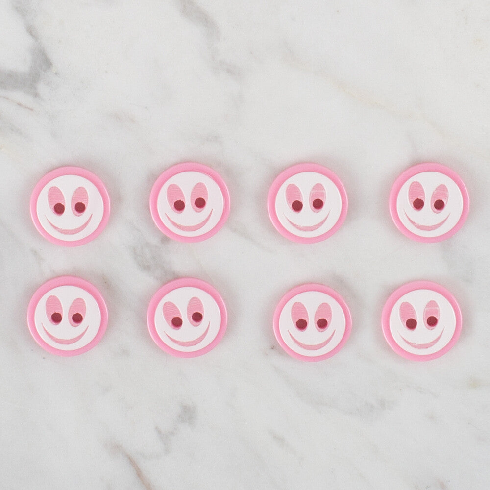 Loren Crafts 8 Pack Smiley Button, Pink - 541