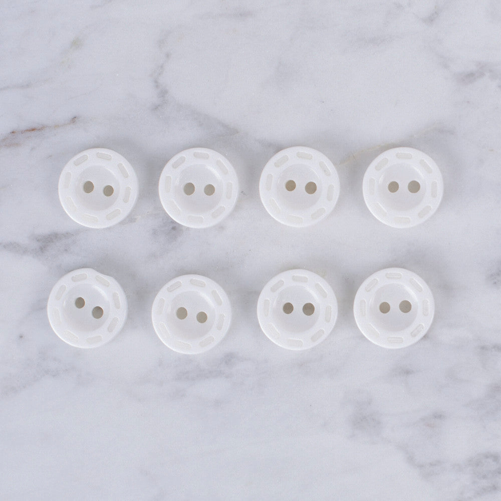 Loren Crafts 8 Pack Button, White - 0555