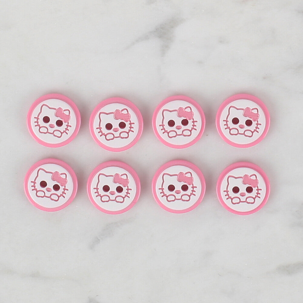 Loren Crafts 8 Pack Cat Patterned Button, Pink - 584