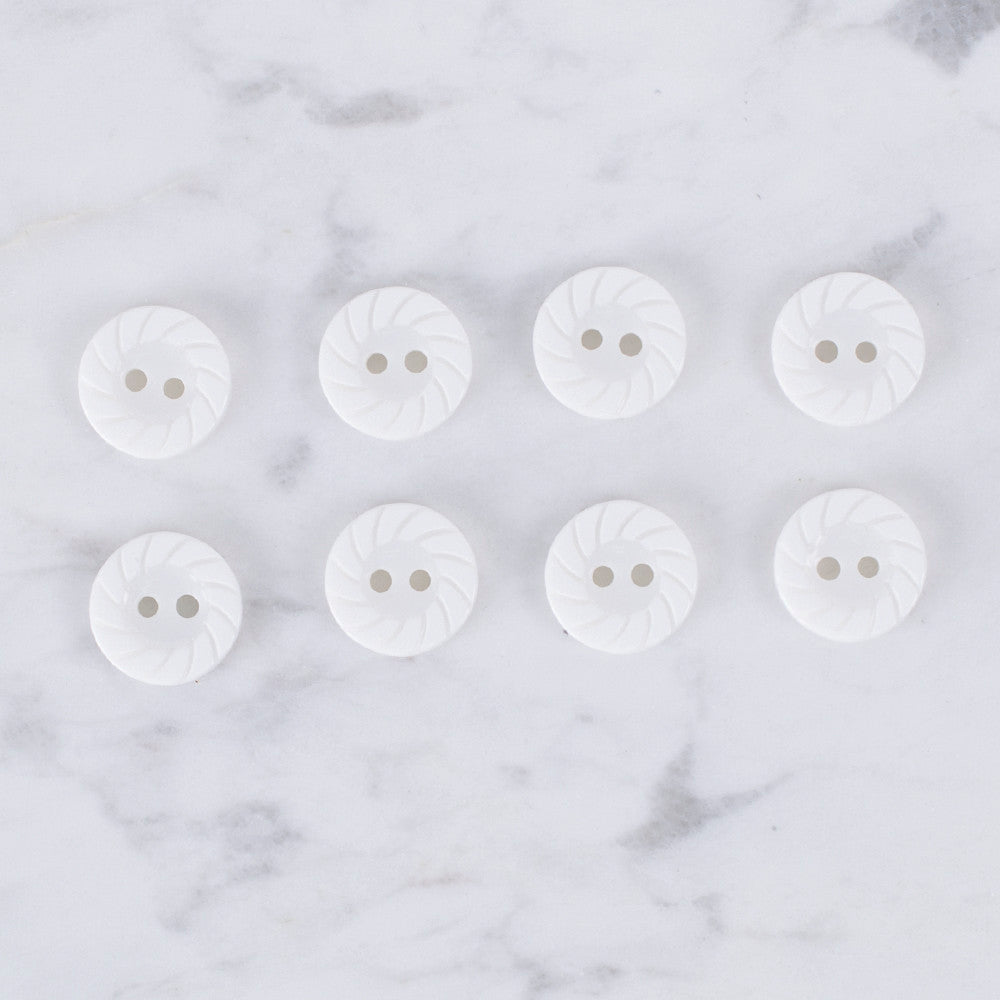 Loren Crafts 8 Pack Button, White - 0591