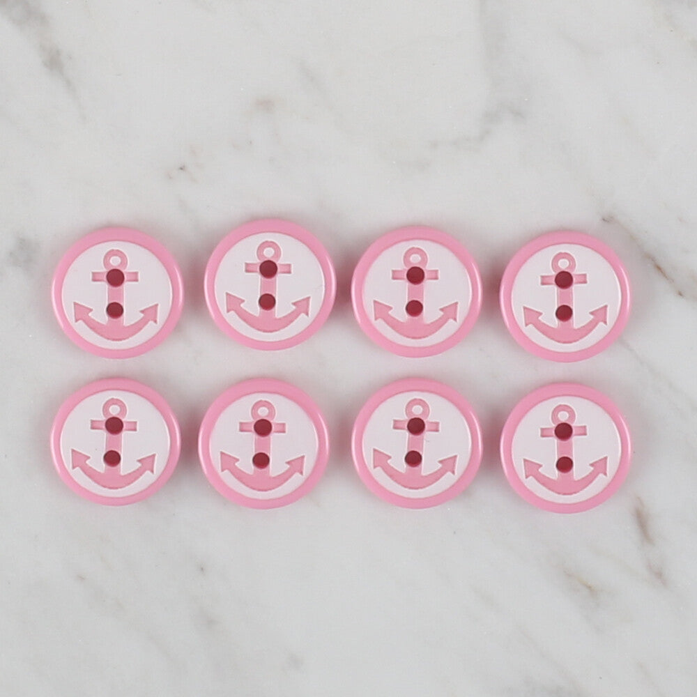 Loren Crafts 8 Pack Anchor Button, Pink- 608