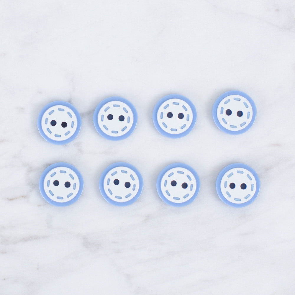 Loren Crafts 8 Pack Button, Blue - 0612