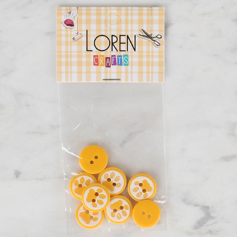 Loren Crafts 8 Pack Paw Button, Yellow - 613