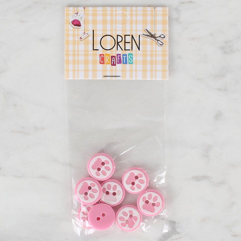 Loren Crafts 8 Pack Paw Button, Pink - 615