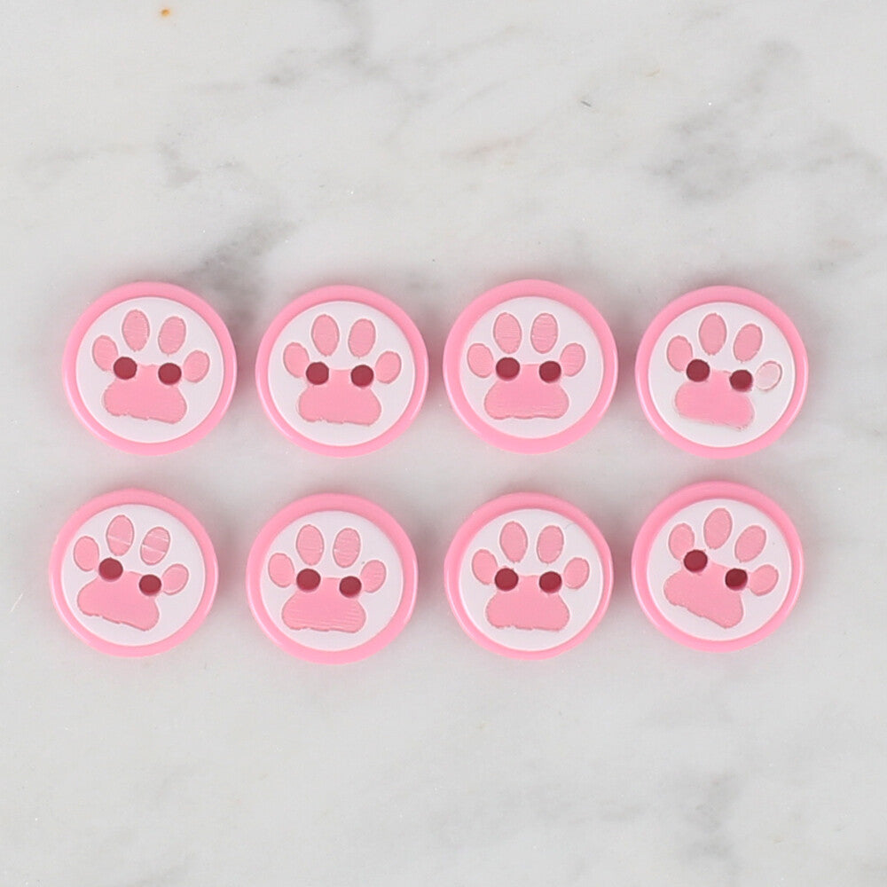 Loren Crafts 8 Pack Paw Button, Pink - 615