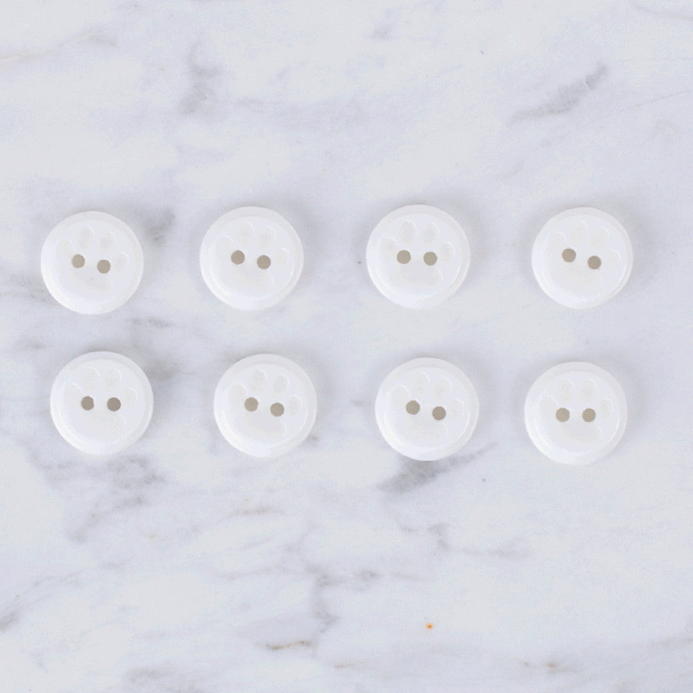 Loren Crafts 8 Pack Footprint Button, White - 0616