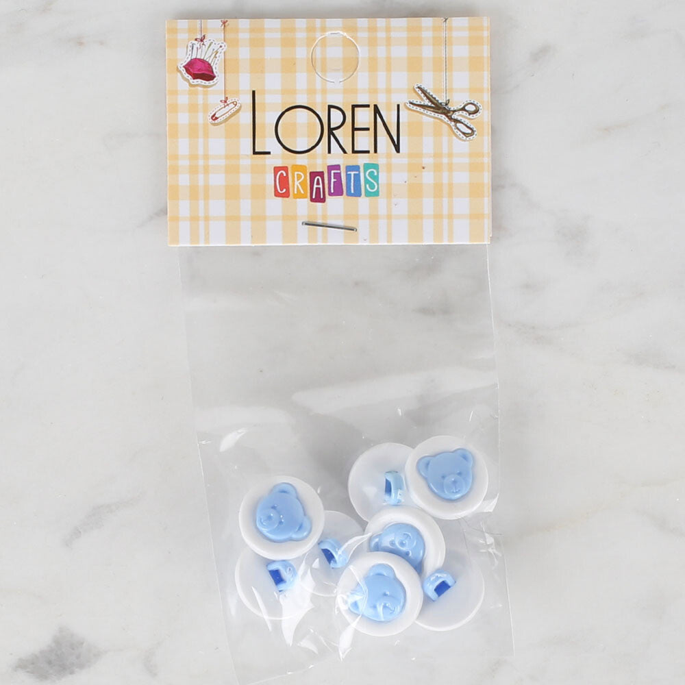 Loren Crafts 8 Pack Round Button, Blue - 622