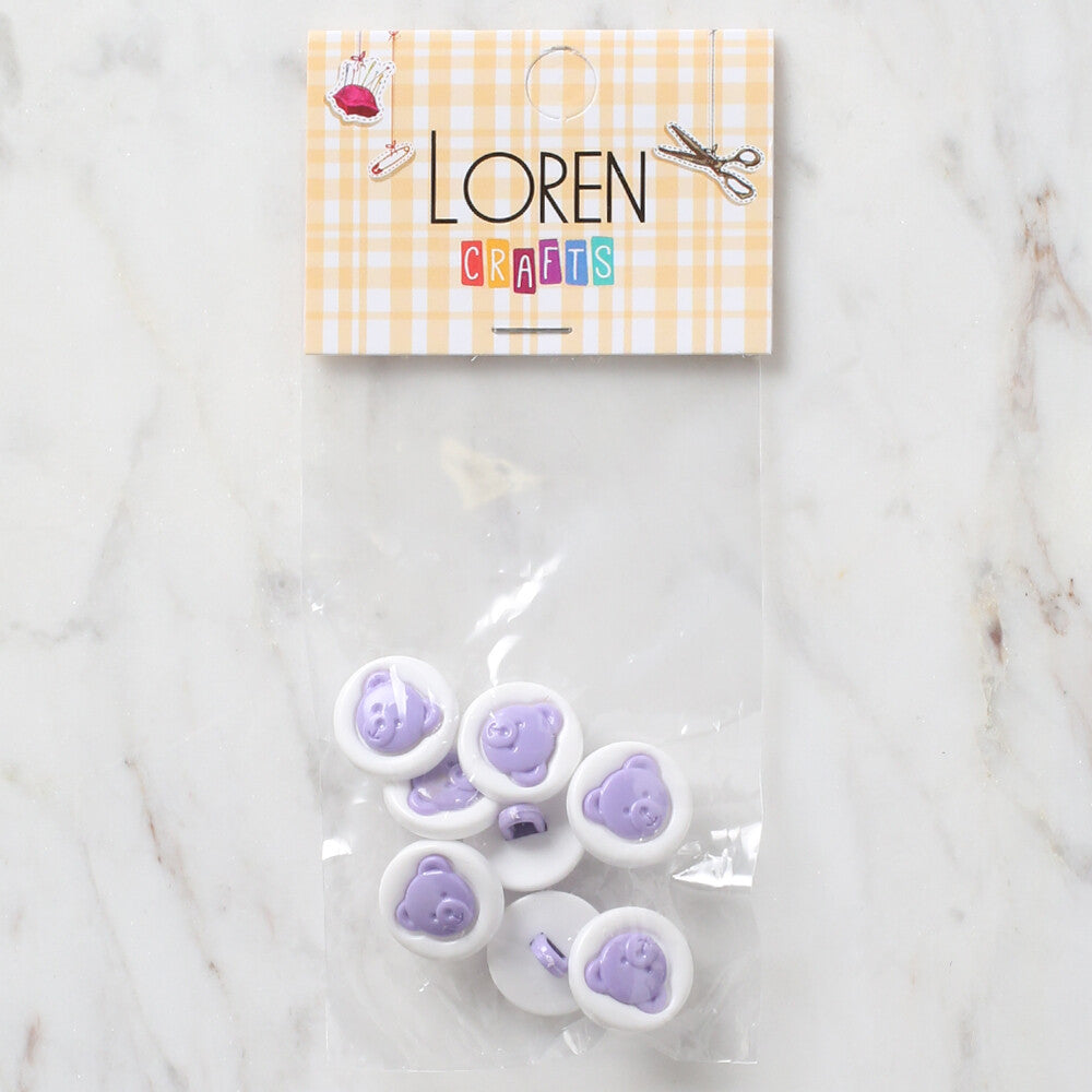 Loren Crafts 8 Pack Round Button, Lilac- 624