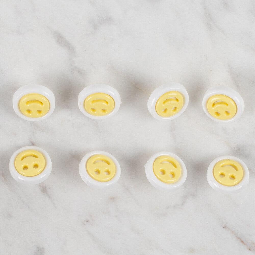 Loren Crafts 8 Pack Smiley Button, Yellow - 630