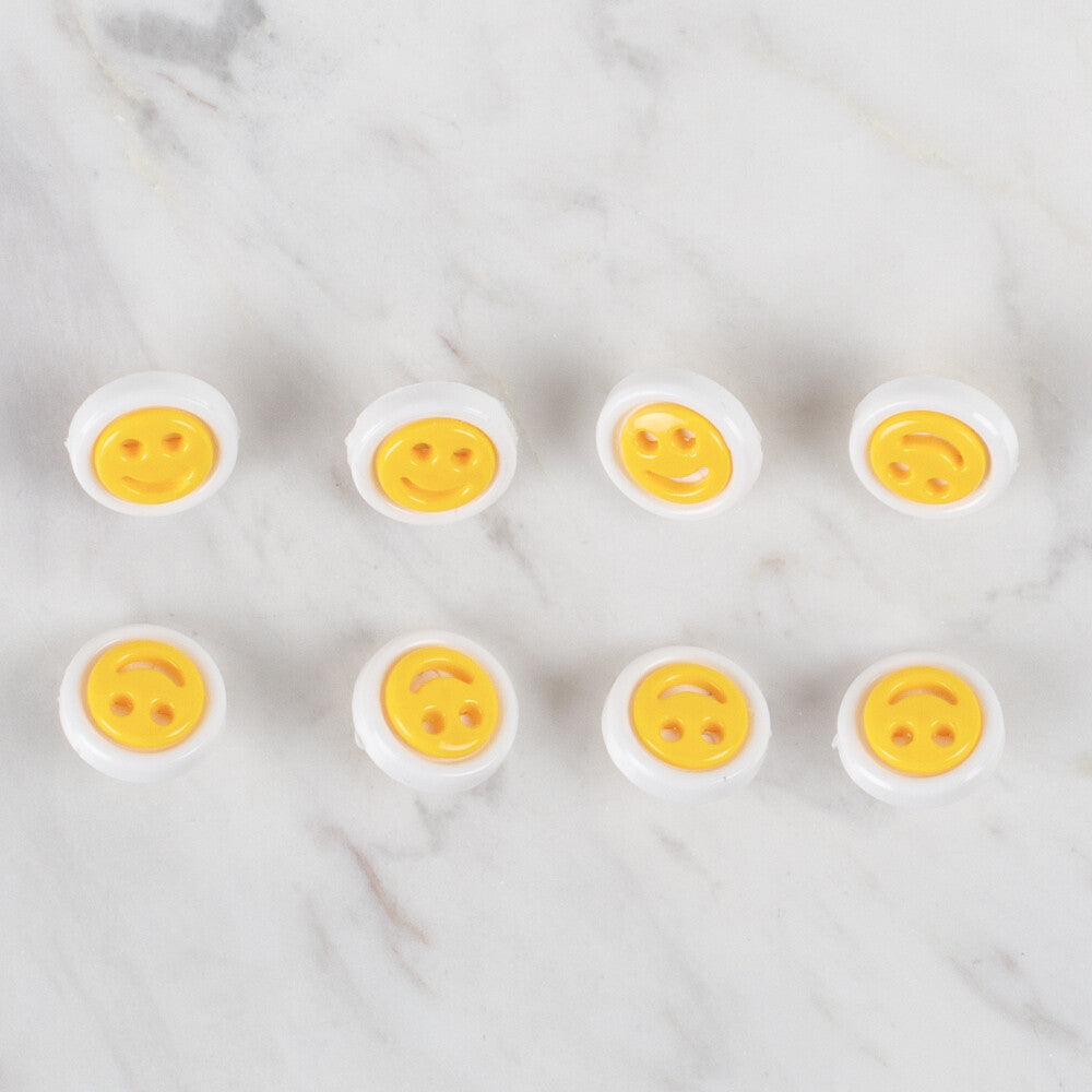 Loren Crafts 8 Pack Smiley Button, Dark Yellow - 631