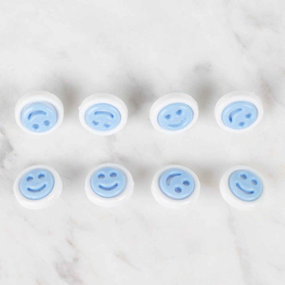 Loren Crafts 8 Pack Smiley Button, Blue - 632