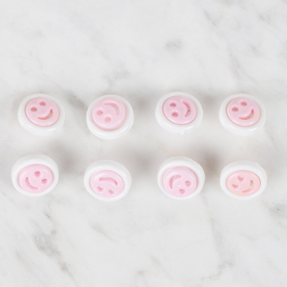 Loren Crafts 8 Pack Smiley Button, Pink - 635