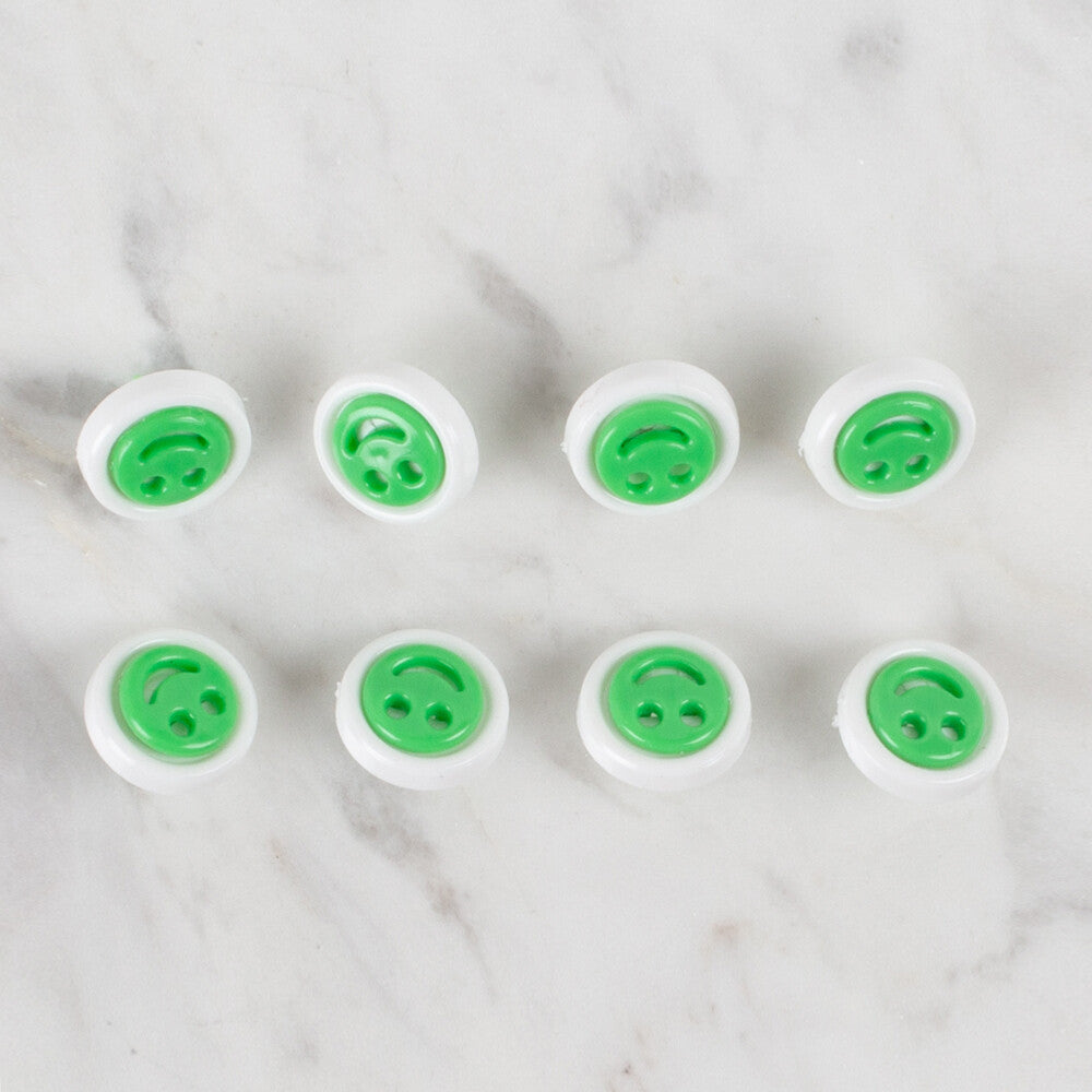 Loren Crafts 8 Pack Smiley Button, Green - 638