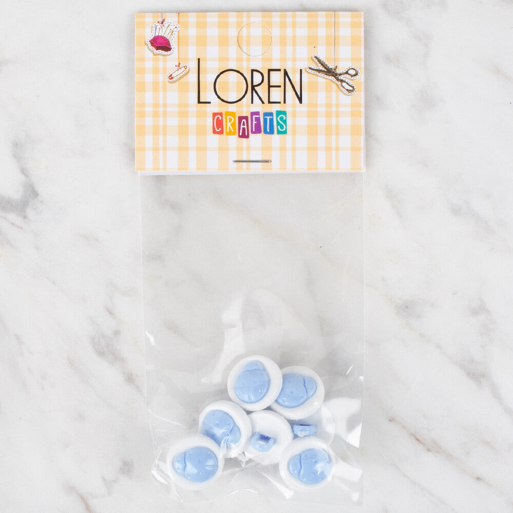 Loren Crafts 8 Pack Lady Bug Button, Light Blue - 643