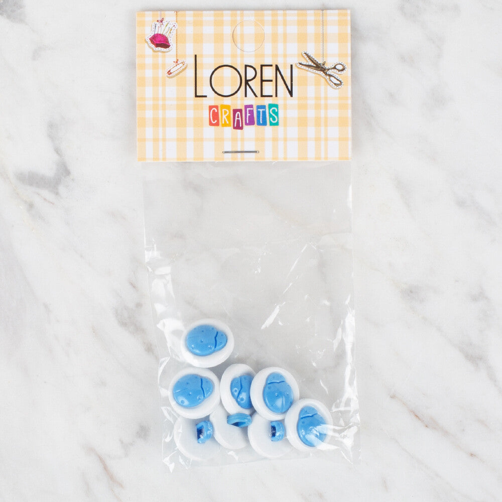 Loren Crafts 8 Pack Lady Bug Button, Blue - 644