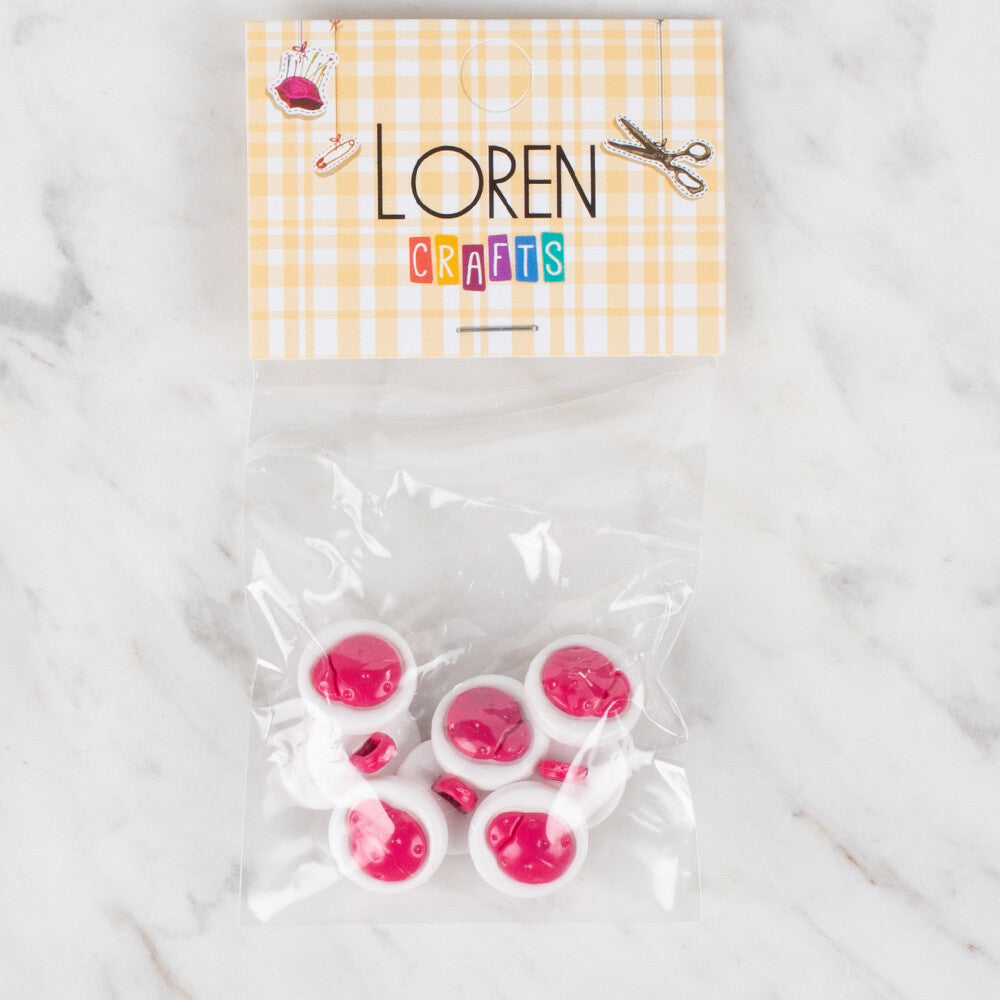 Loren Crafts 8 Pack Lady Bug Button, Fuchsia - 647