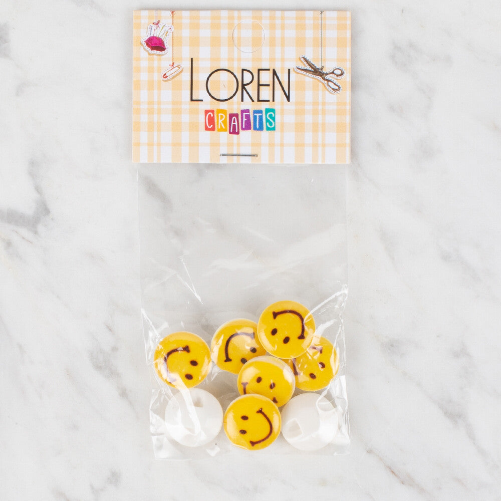 Loren Crafts 8 Pack Button, Yellow - 663