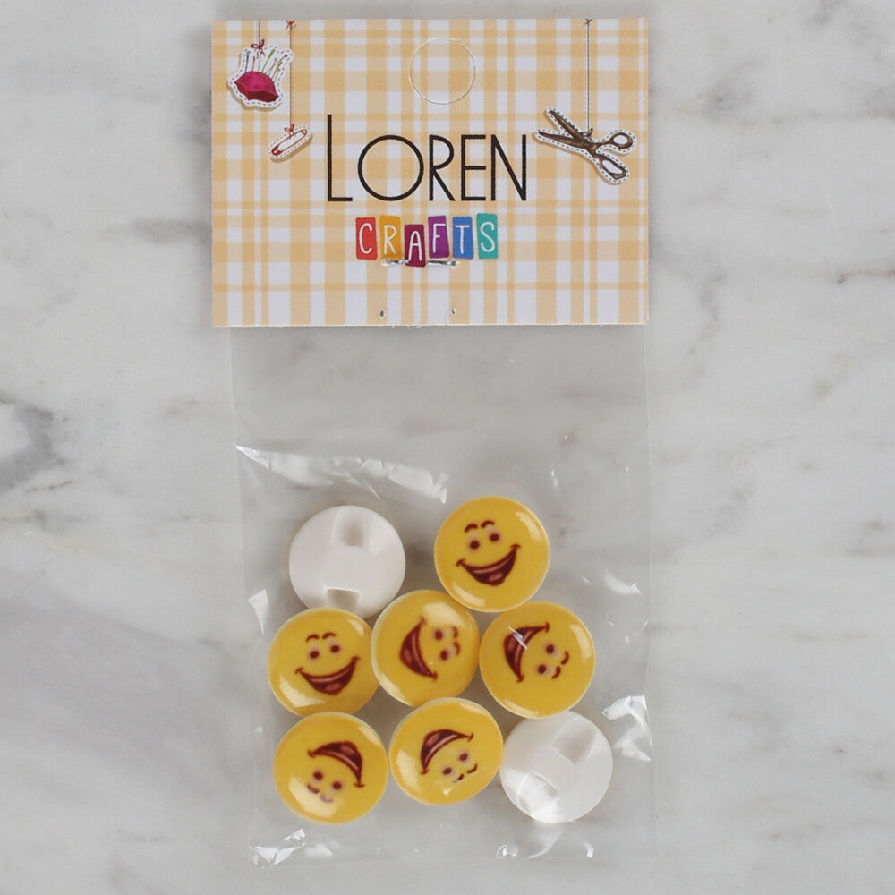 Loren Crafts 8 Pack Smile Button, Yellow- 666