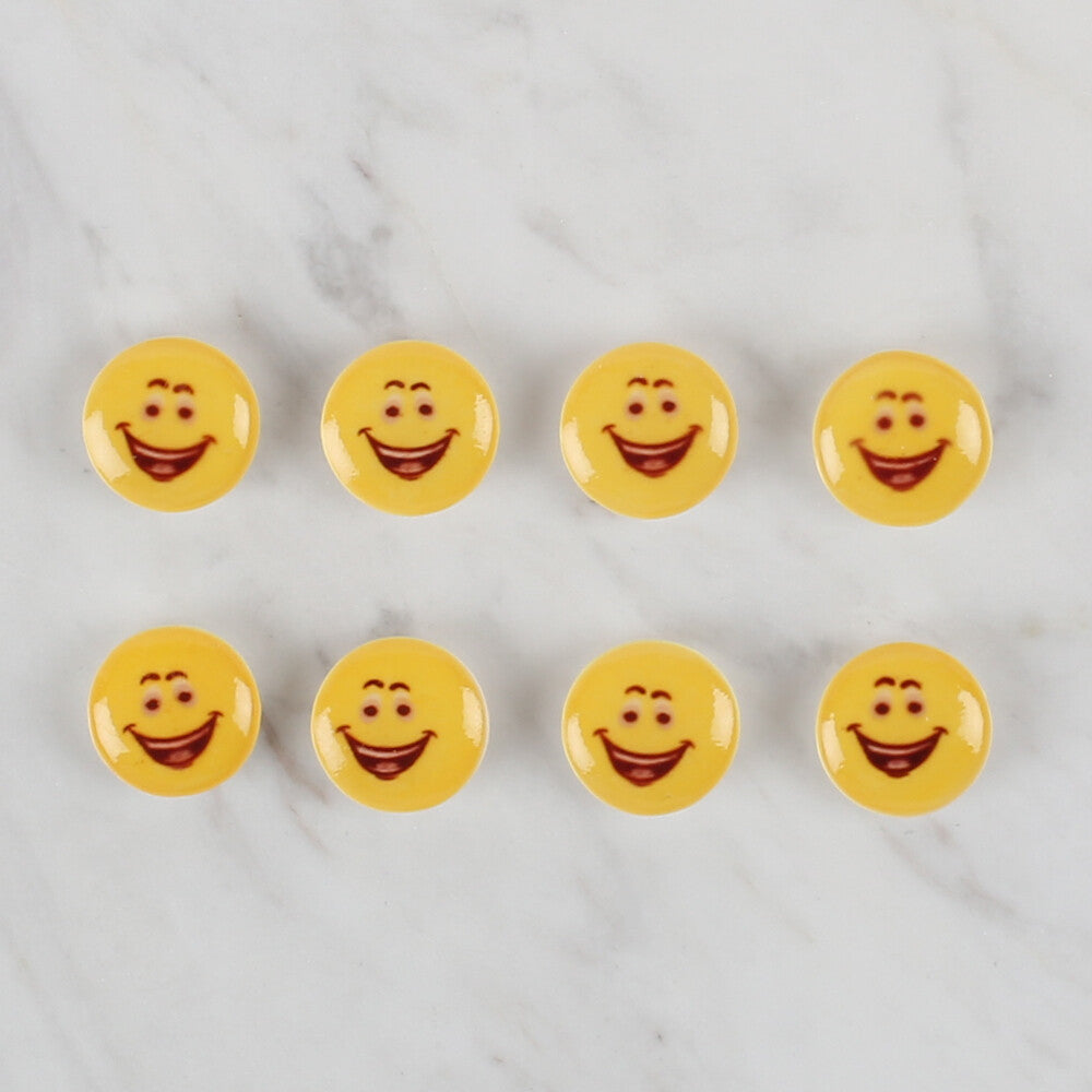 Loren Crafts 8 Pack Smile Button, Yellow- 666