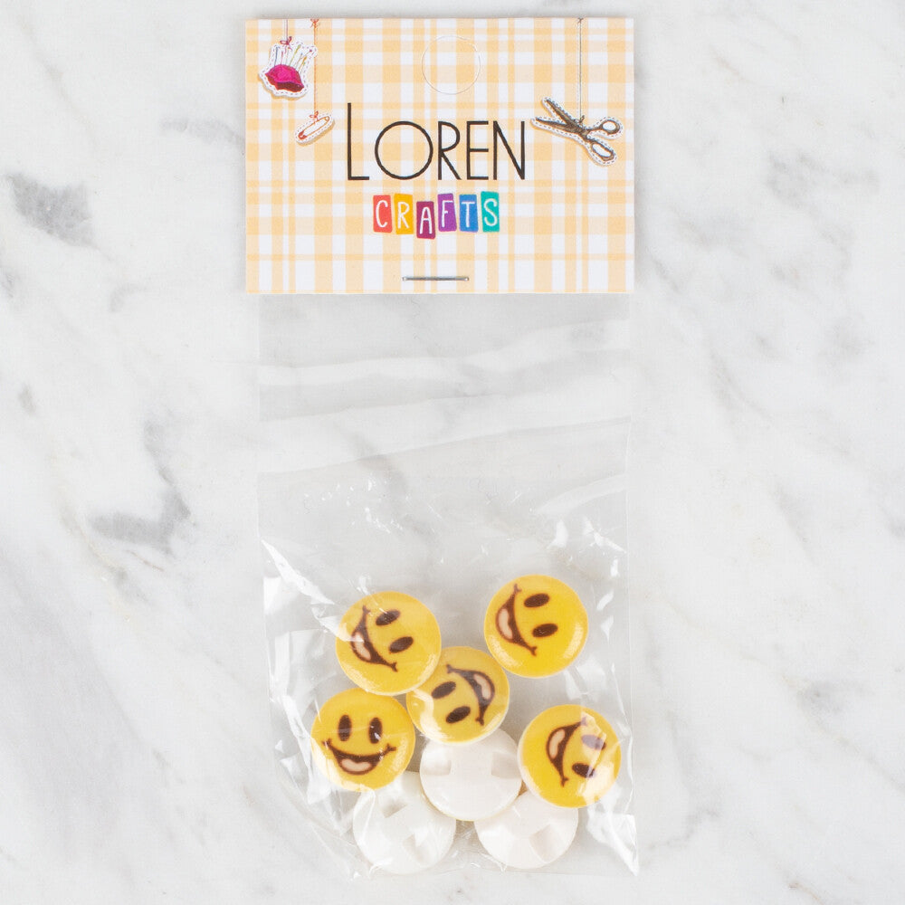 Loren Crafts 8 Pack Button, Yellow - 667