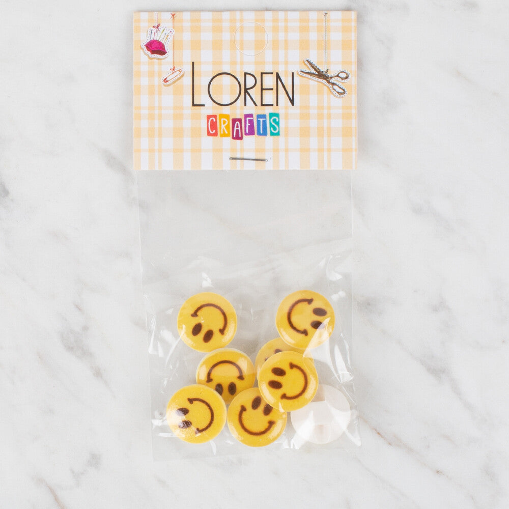 Loren Crafts 8 Pack Button, Yellow - 670