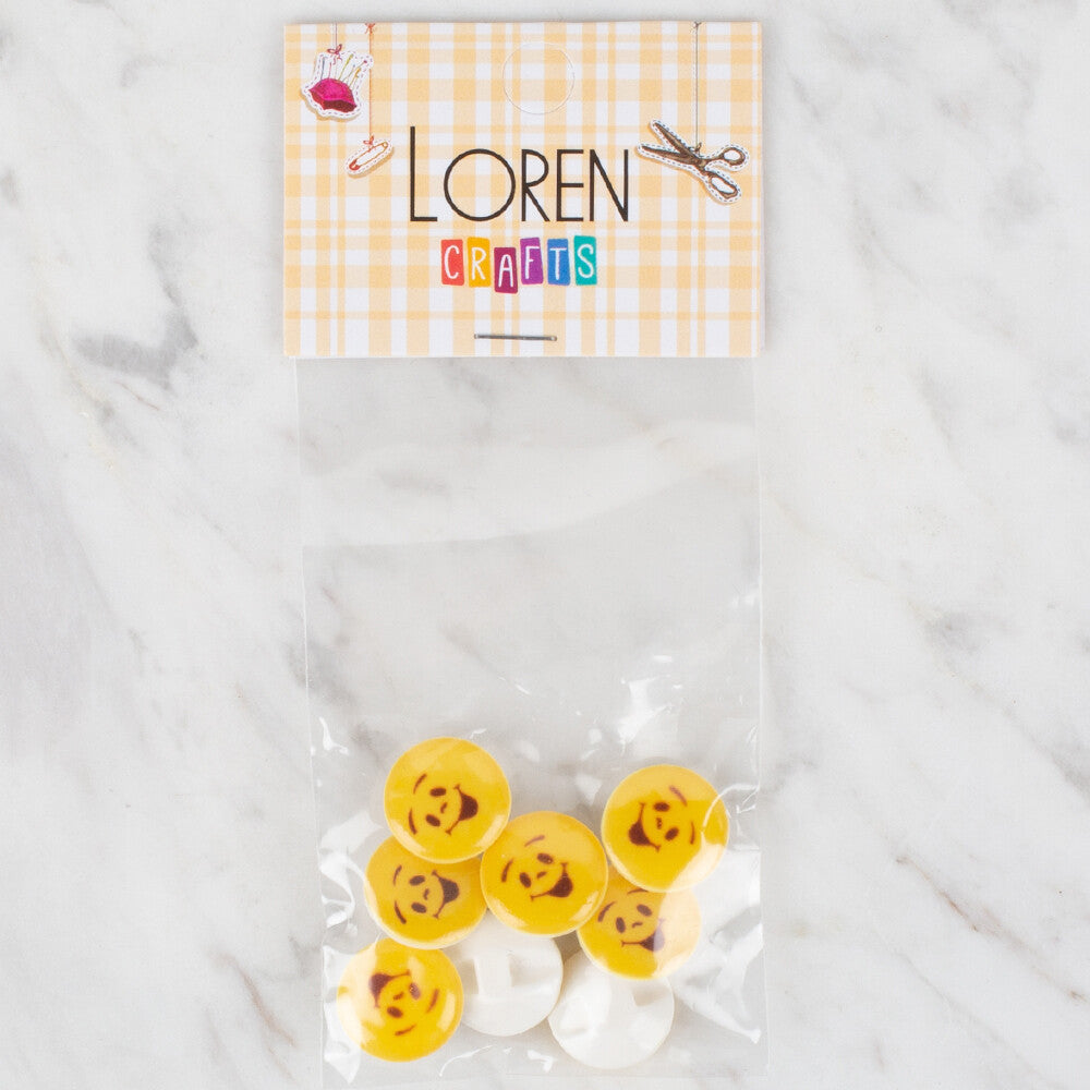 Loren Crafts 8 Pack Button, Yellow - 671