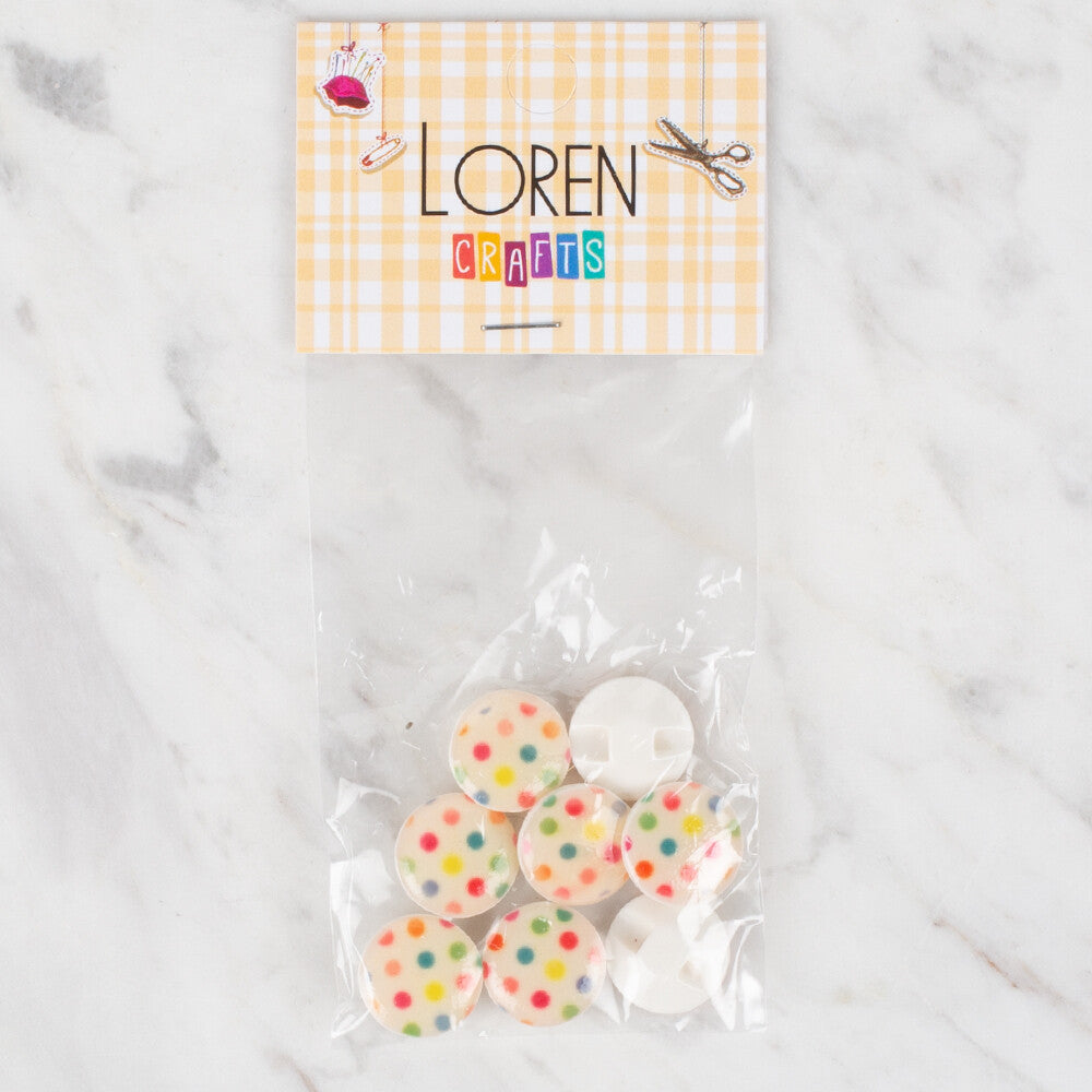 Loren Crafts 8 Pack Round Dotted Button,- 675