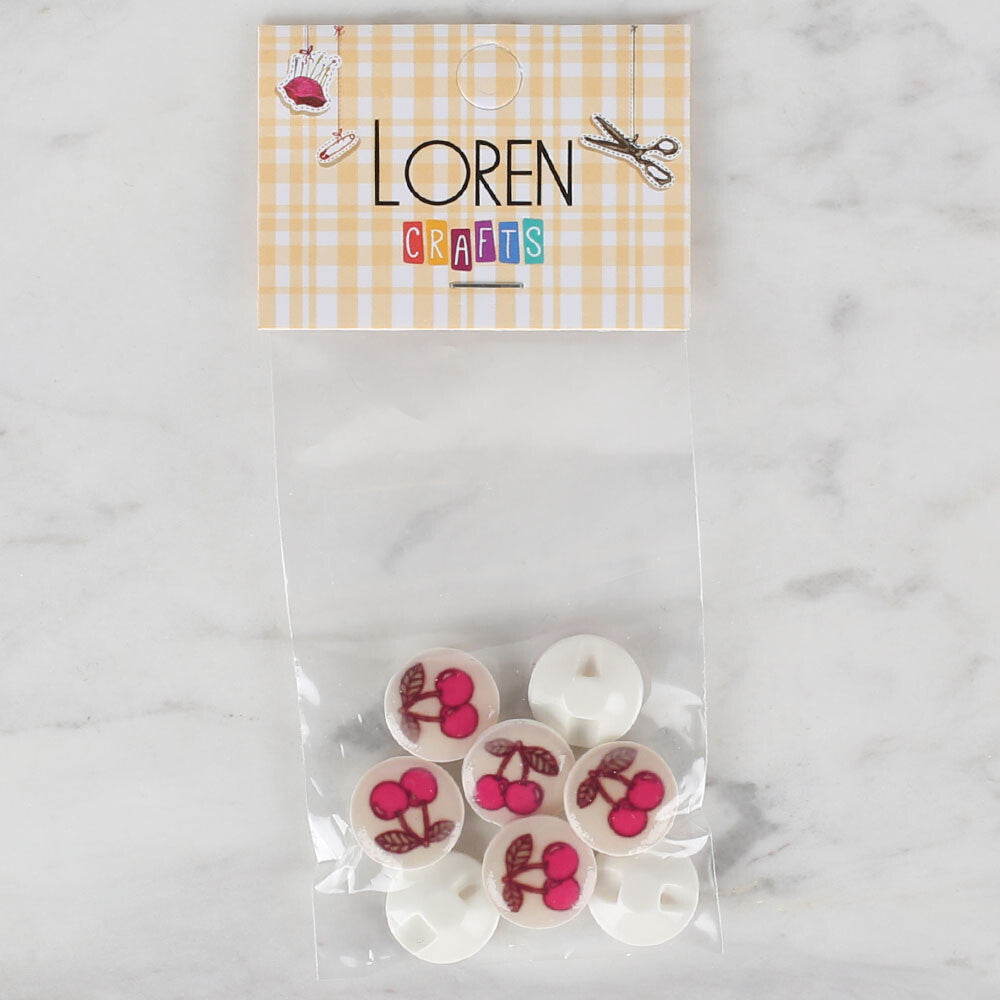 Loren Crafts 8 Pack Cherry Button, Cream- 684