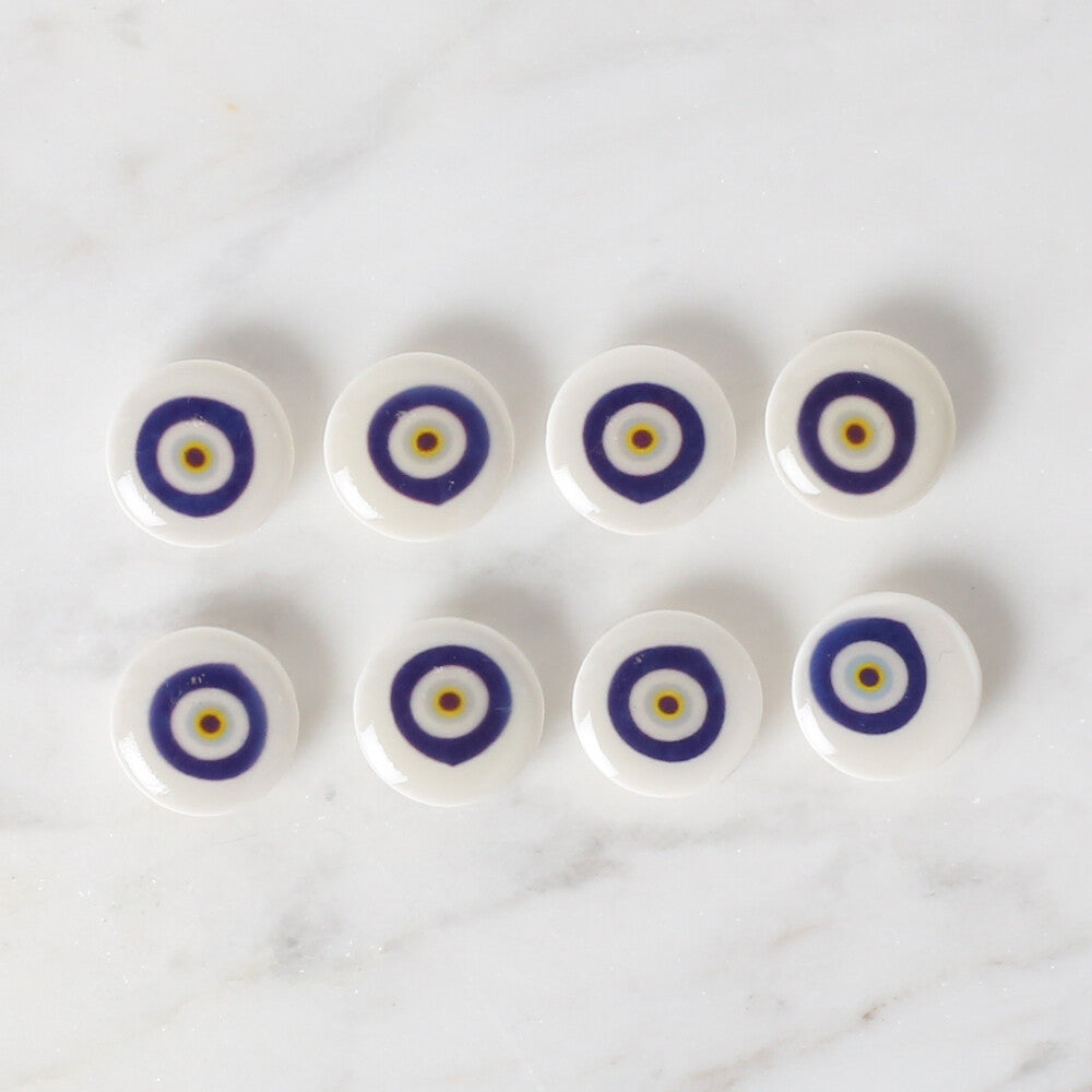 Loren Crafts 8 Pack Blue Bead Button, Cream - 689