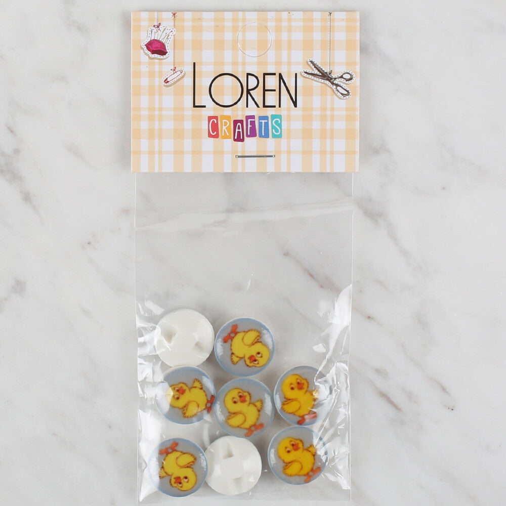 Loren Crafts 8 Pack Chick Button, Blue- 700