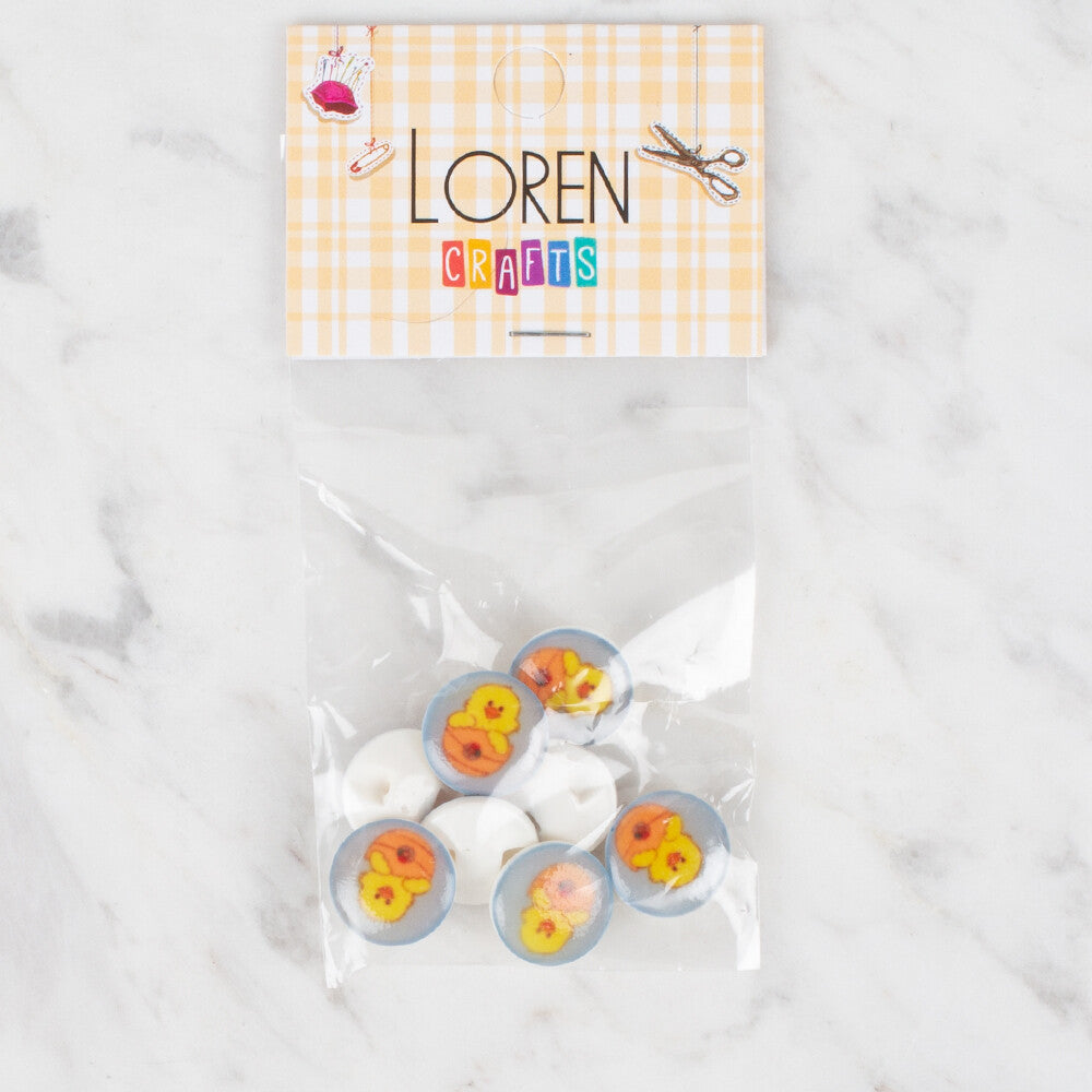 Loren Crafts 8 Pack Chick Button, Blue - 701