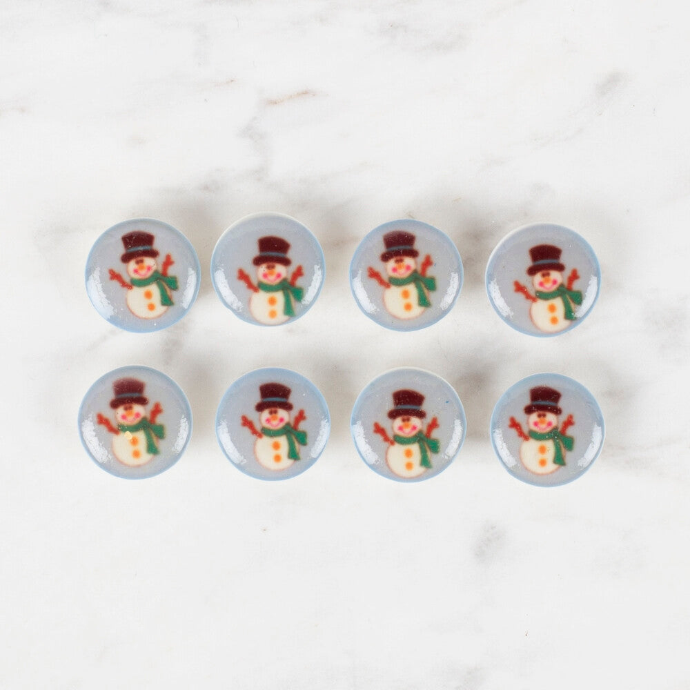 Loren Crafts 8 Pack Snowman Button, Blue- 702