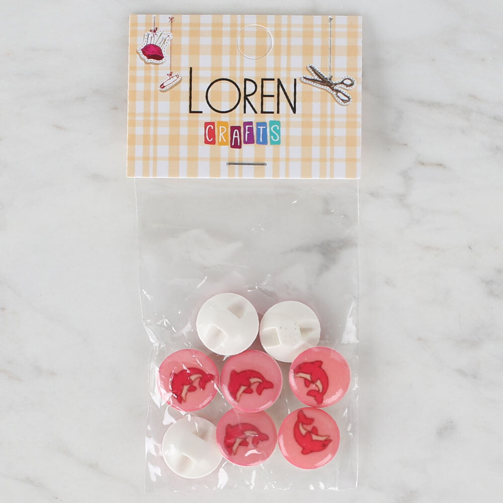 Loren Crafts 8 Pack Dolphin Button, Pink - 707