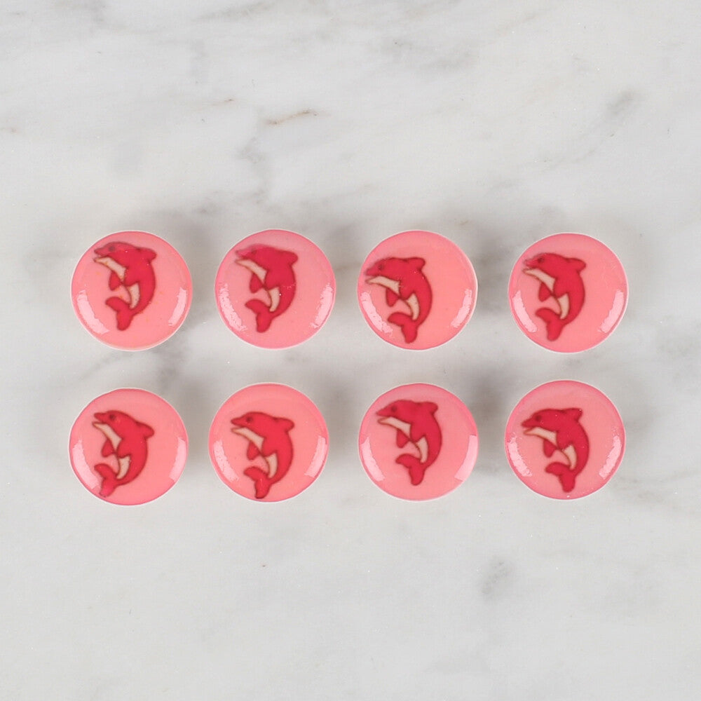 Loren Crafts 8 Pack Dolphin Button, Pink - 707