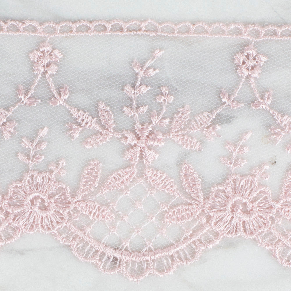 Önel Lace Ribbon, 6 cm, Light Pink, Flower Patterned - 61