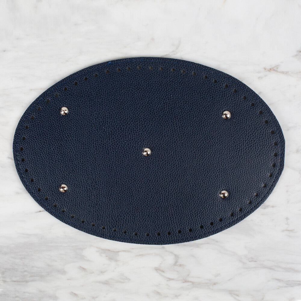 Loren Oval Shaped Leather Bag Sole, Navy Blue