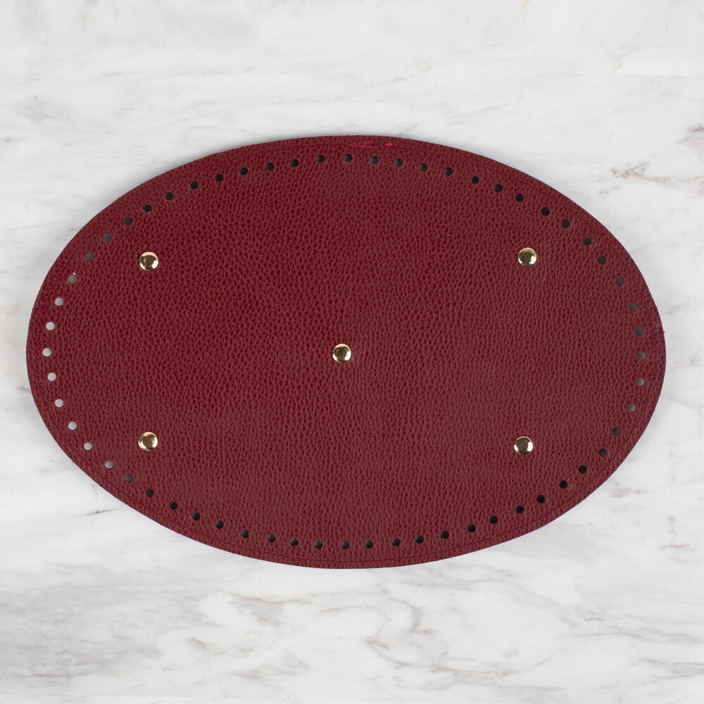 Loren Oval Shaped Leather Bag Sole, Claret