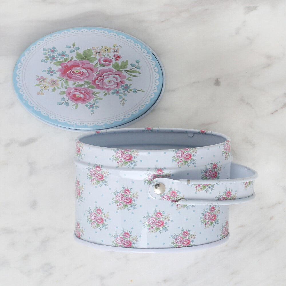 Loren Flower Patterned Tin Storage Box, Small